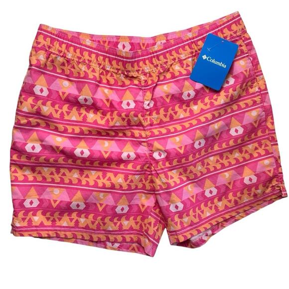 Columbia Youth Drawstring Multicolor  Washed Out printed Shorts Sz L NWT - Picture 1 of 10